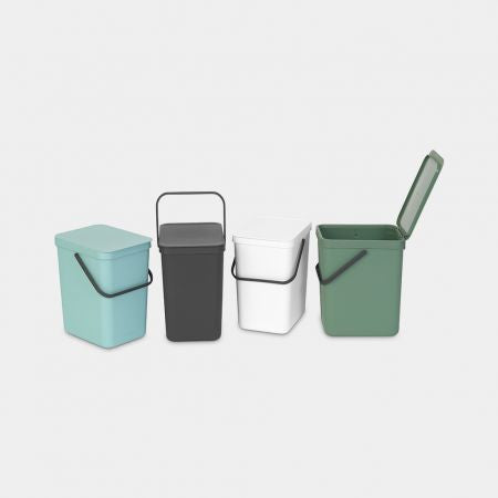 Brabantia Sort & Go Recyclingbehälter – 25 l – Kunststoff, rechteckig – grau