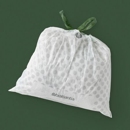Brabantia Kehrichtsack für PerfectFit R – 30 l, mit Zugband, PE, weiss, 40 Stk