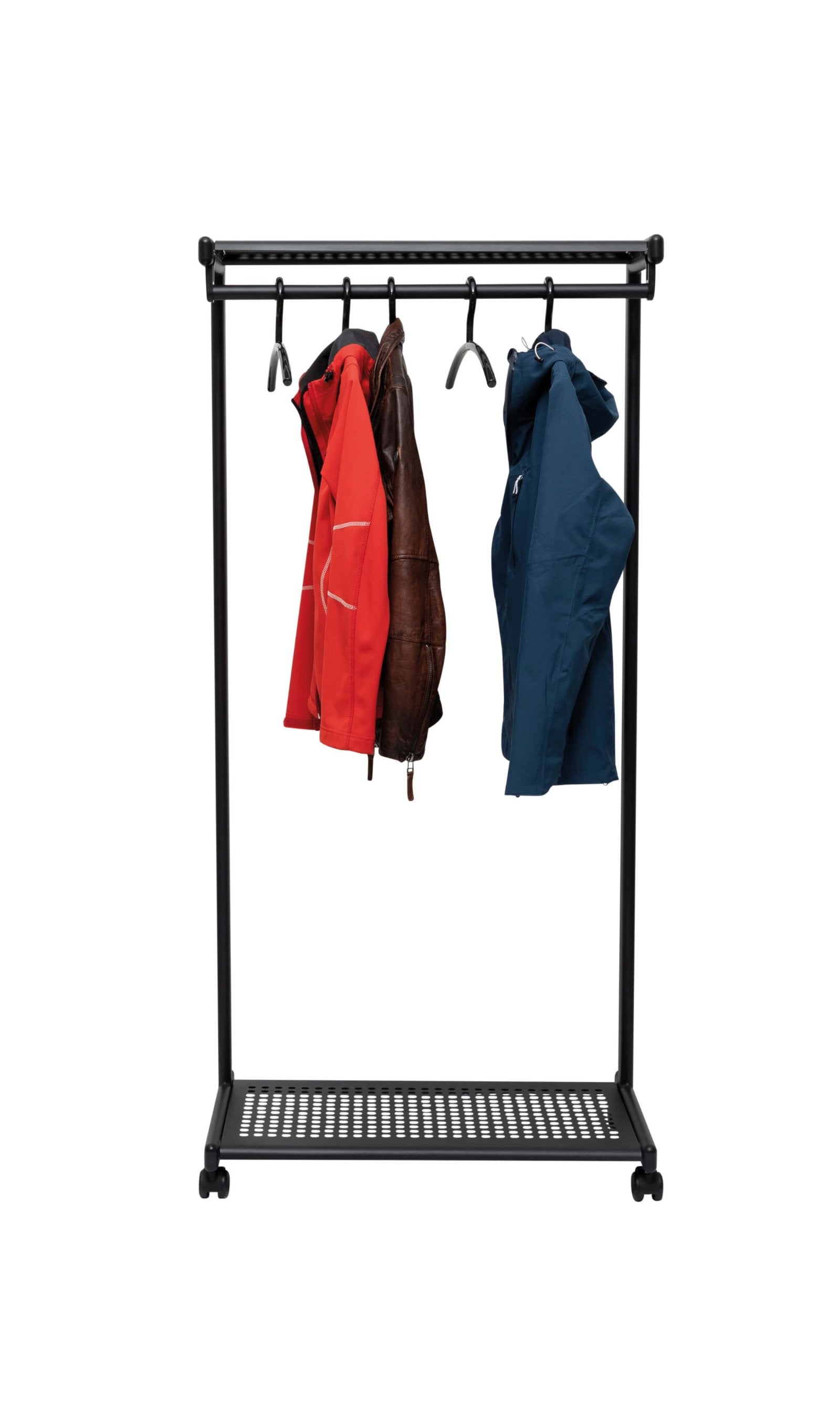 MAUL Garderobenständer MAULbolero 9424490 – 12 Haken, mit Rollen, Höhe 78 cm, schwarz, Metall