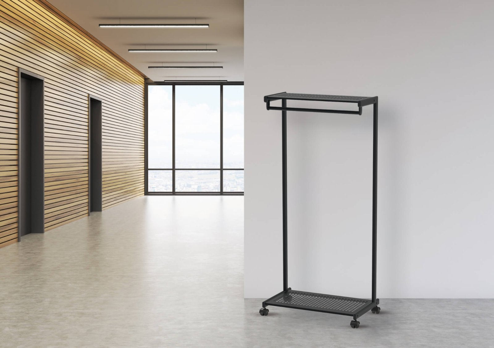 MAUL Garderobenständer MAULbolero 9424490 – 12 Haken, mit Rollen, Höhe 78 cm, schwarz, Metall