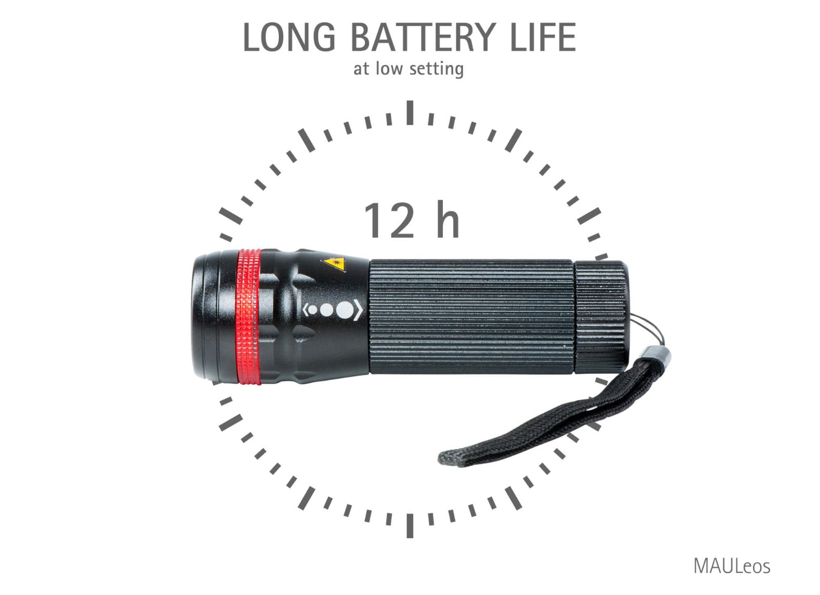 MAUL Taschenlampe MAULeos – 15 lm, 10 m, IPX4, Batterie 1×AA (2300 mAh) – Schwarz