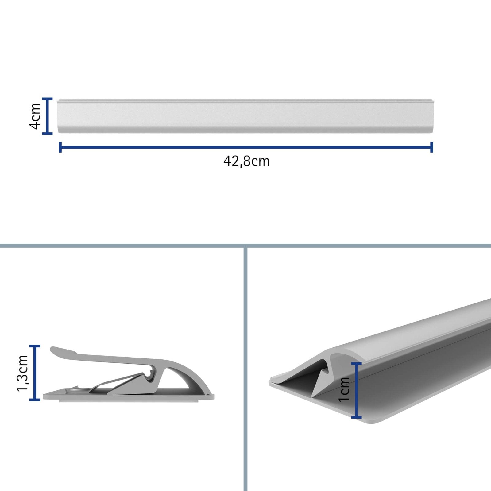 MAUL Klemmschiene – selbstklebend – Aluminium – 40 mm