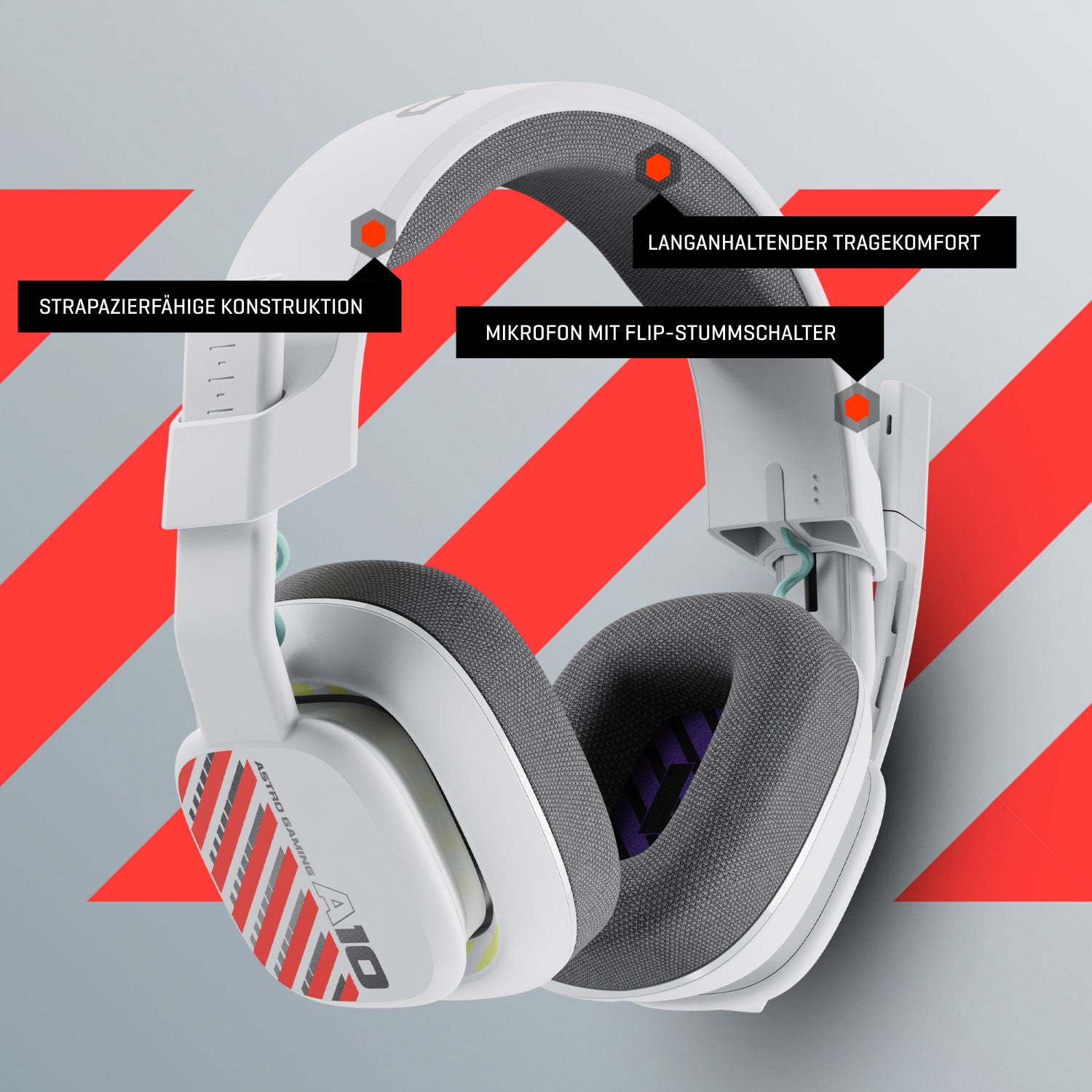 ASTRO Gaming A10 Gen 2 Gaming-Headset – Over-Ear, Stereo, Kabelgebunden, 3,5 mm Klinke, Weiss
