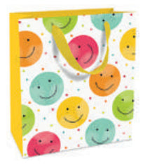 Braun + Company Tragetasche – Happy Smileys – Papier, teillackiert, matt, mit Ripsband – 180 × 210 × 80 mm