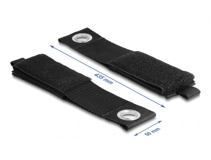 DeLOCK Klett-Kabelbinder – 50 mm × 0,435 m – Schwarz – 5er-Set