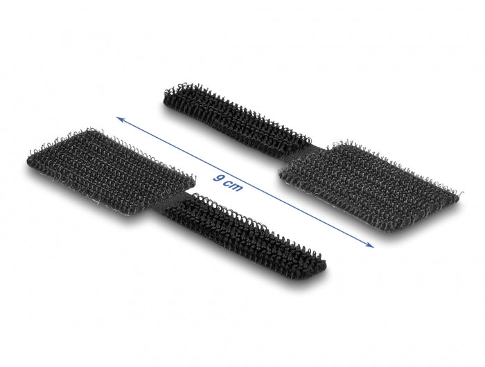 DeLOCK Klettkabelbinder, 90 mm × 24 mm, 10er-Pack – Schwarz