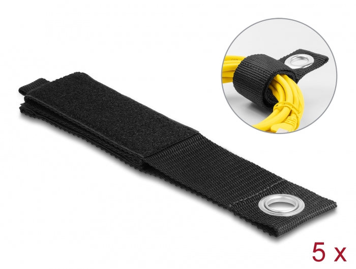 DeLOCK Klettkabelbinder 508×50 mm, 5er-Pack – schwarz