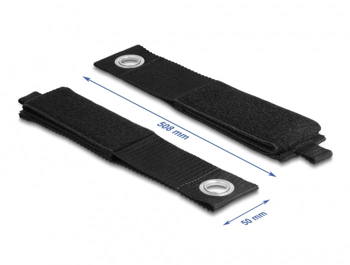 DeLOCK Klettkabelbinder 508×50 mm, 5er-Pack – schwarz