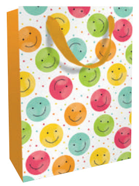 Braun + Company Tragetasche Everyday – Happy Smileys – Papier, teillackiert – 260 × 360 × 130 mm – mehrfarbig