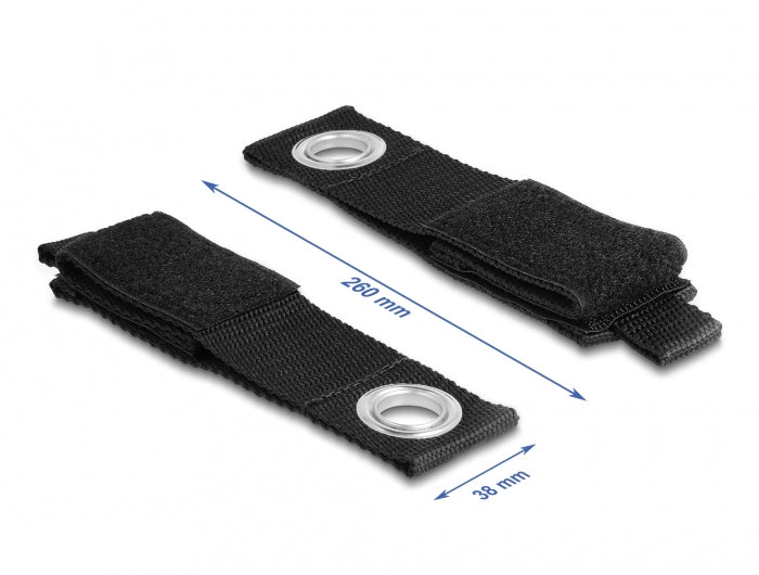DeLOCK Klett-Kabelbinder – 38 mm × 0,26 m – Schwarz – 5er-Set