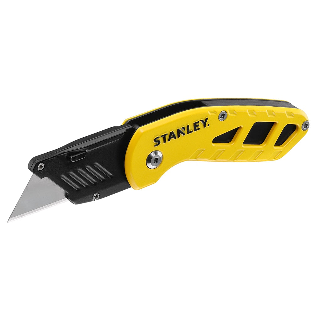 Stanley Einziehbares Trapezmesser, Aluminium-Druckguss, Klingenmagazin, Schwarz, 1 Stk.