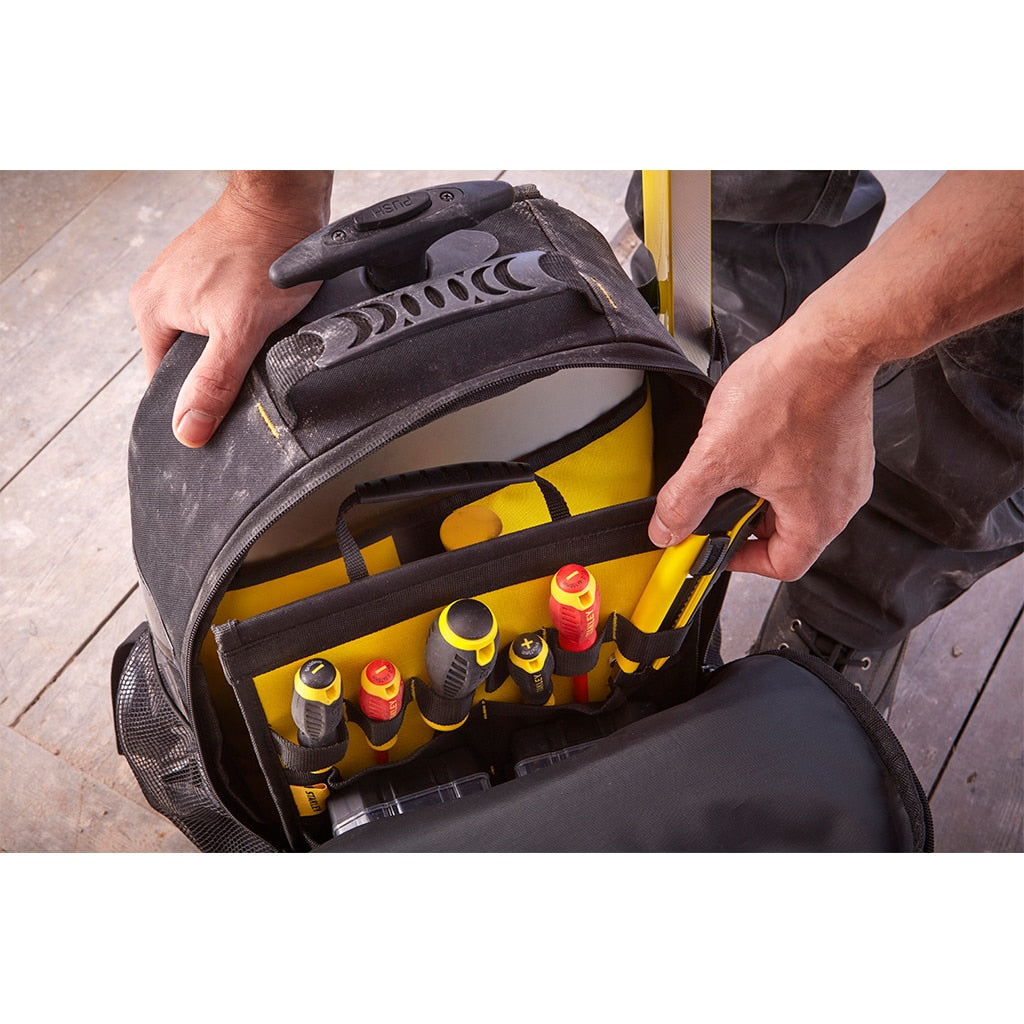 Stanley Werkzeugrucksack STST83307-1, mit Teleskopgriff und Rollen, Schwarz, 1 Stk.