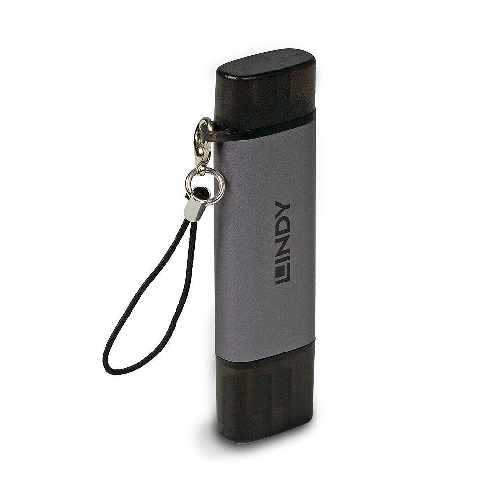 Lindy USB-Kartenleser USB-A/USB-C – MiniSD, SD – USB 3.2 Gen 1 (5 Gbit/s) – Schwarz/Grau