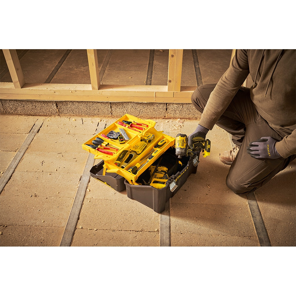 Stanley Werkzeugbox 24 l – leer, Hartschalenkoffer, 2 Fächer, schwarz, Kunststoff, B 490 × H 290 × T 250 mm