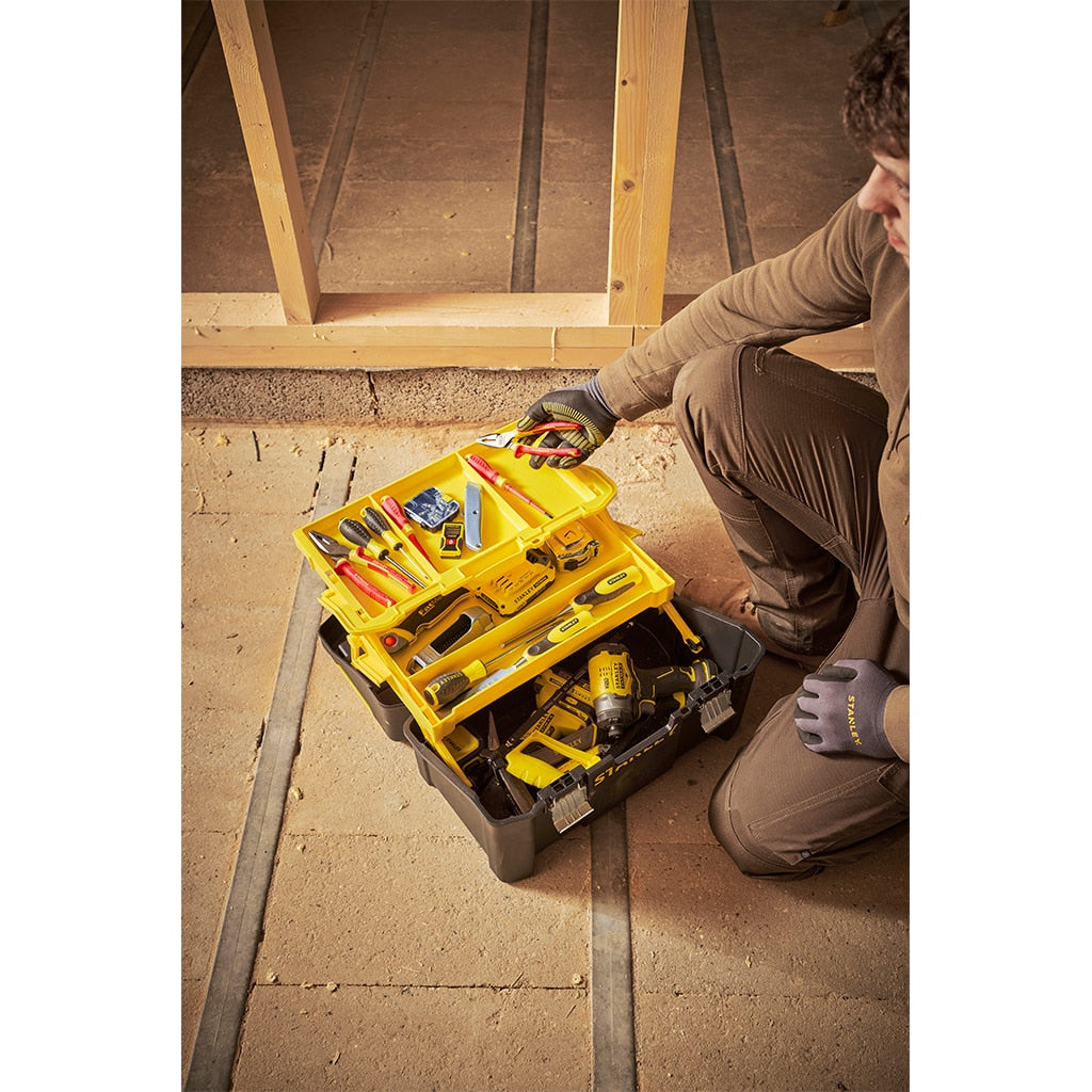 Stanley Werkzeugbox 24 l – leer, Hartschalenkoffer, 2 Fächer, schwarz, Kunststoff, B 490 × H 290 × T 250 mm