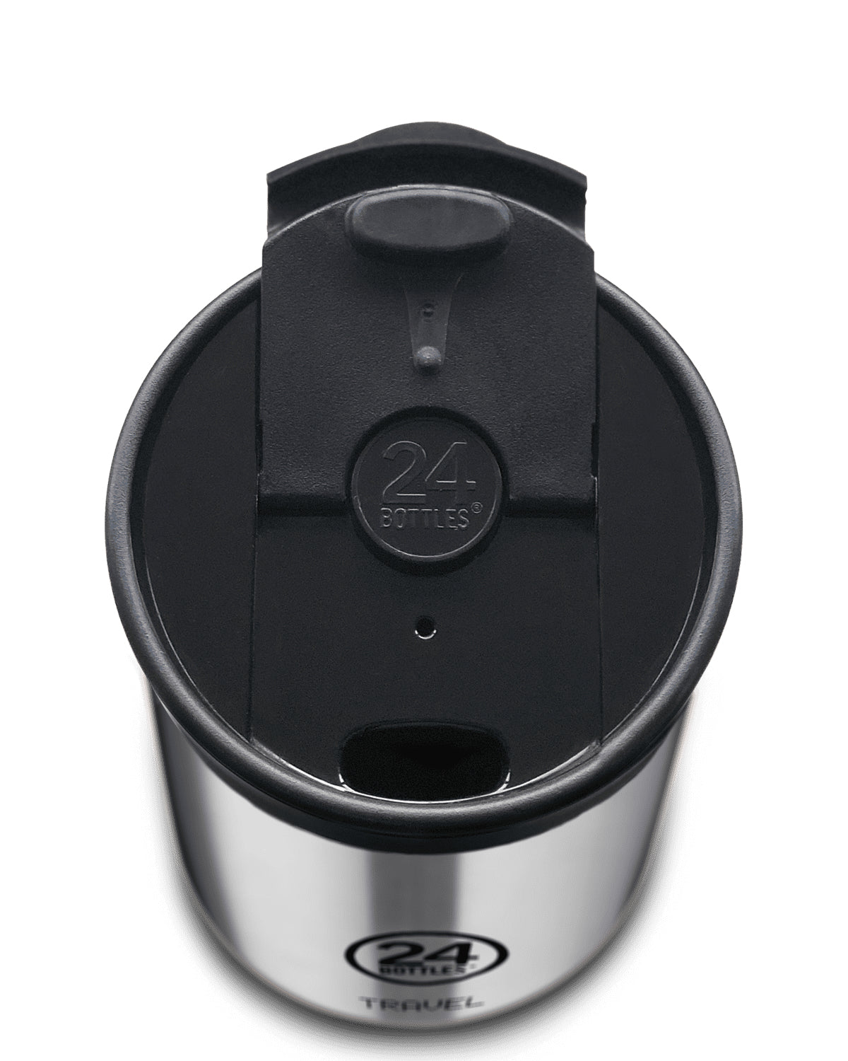 24Bottles Thermobecher Travel Tumbler – 3,5 dl – Edelstahl, isoliert, Sip&Go-Deckel – Tuxedo Black