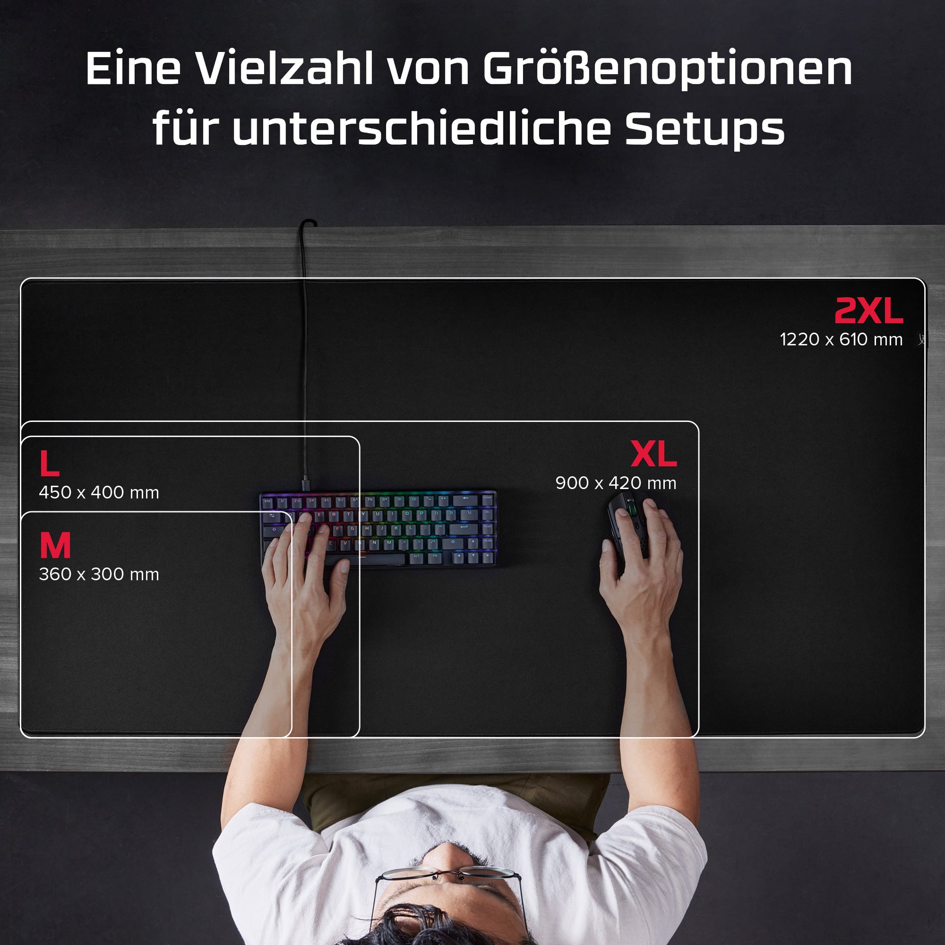 HyperX Pulsefire Mat – Gaming-Mauspad – 195 × 150 × 3 mm, Stoff, Gummi, Schwarz