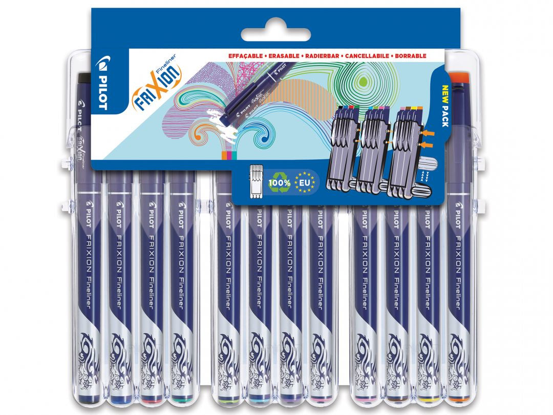 Pilot FriXion Set2Go Fineliner – 12er-Set 1,3 mm – 12 Farben, sortiert