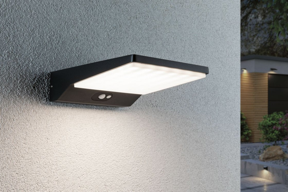 Paulmann Aussenwandleuchte – 3000 K – IP44 – Solarbetrieb – mit Bewegungsmelder – Anthrazit – Aluminium