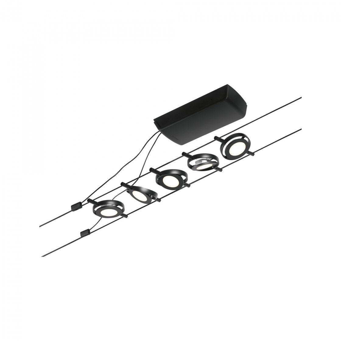 Paulmann Systemleuchte RoundMac – 5er Set, 10 m, 1000 lm, 22,5 W, 3000 K, nicht dimmbar, schwarz/chrom