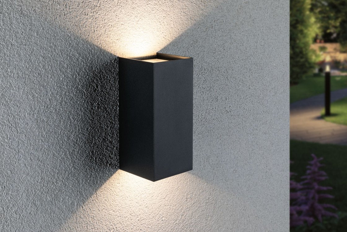 Paulmann Aussenwandleuchte – 1 080 lm, 12 W, Warmweiss, 3000 K, IP44, Netzbetrieb – Anthrazit, Aluminium