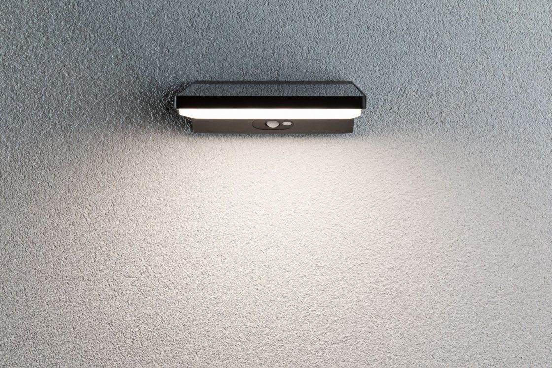 Paulmann Aussenwandleuchte – 3000 K – IP44 – Solarbetrieb – mit Bewegungsmelder – Anthrazit – Aluminium
