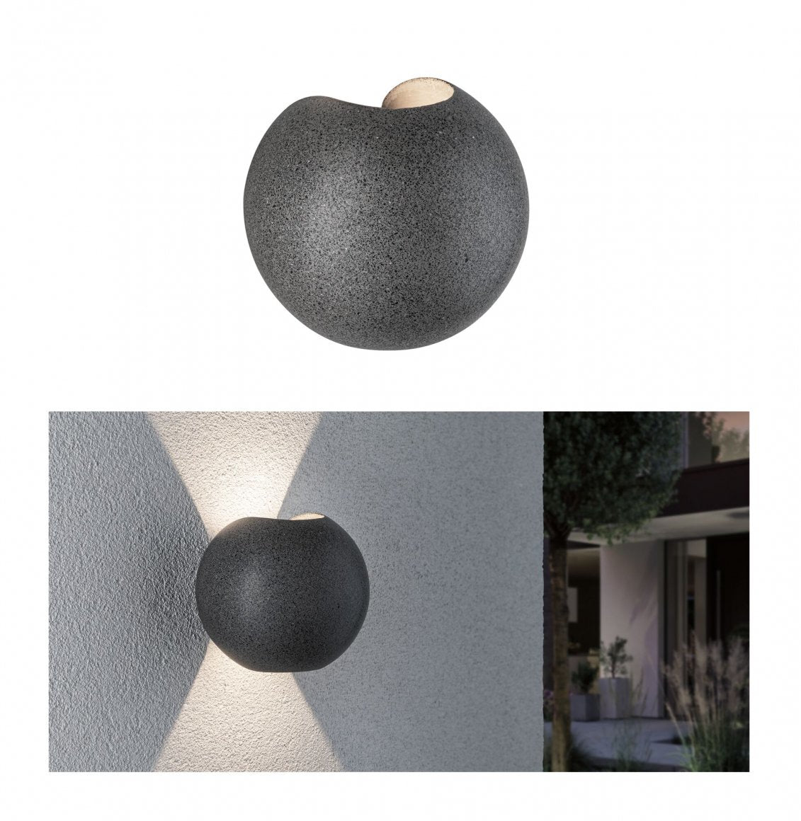 Paulmann Aussenwandleuchte – 5,5 W – Warmweiss, 3000 K – IP65 – Netzbetrieb – Schwarz – Beton, Edelstahl