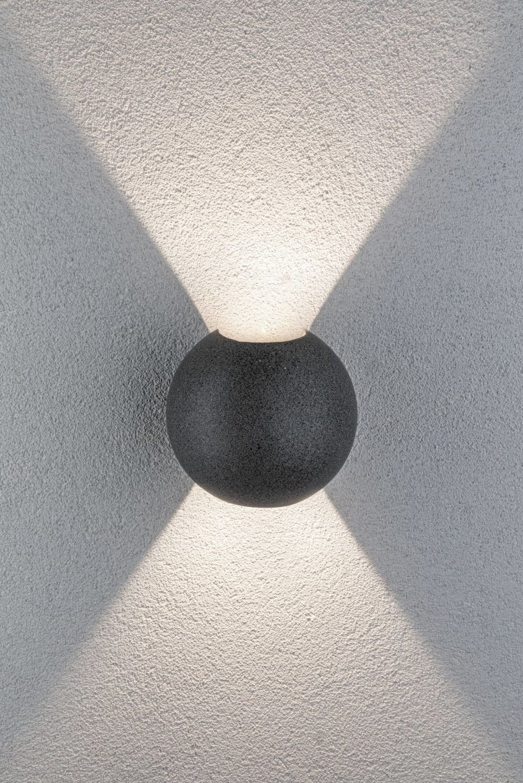 Paulmann Aussenwandleuchte – 5,5 W – Warmweiss, 3000 K – IP65 – Netzbetrieb – Schwarz – Beton, Edelstahl