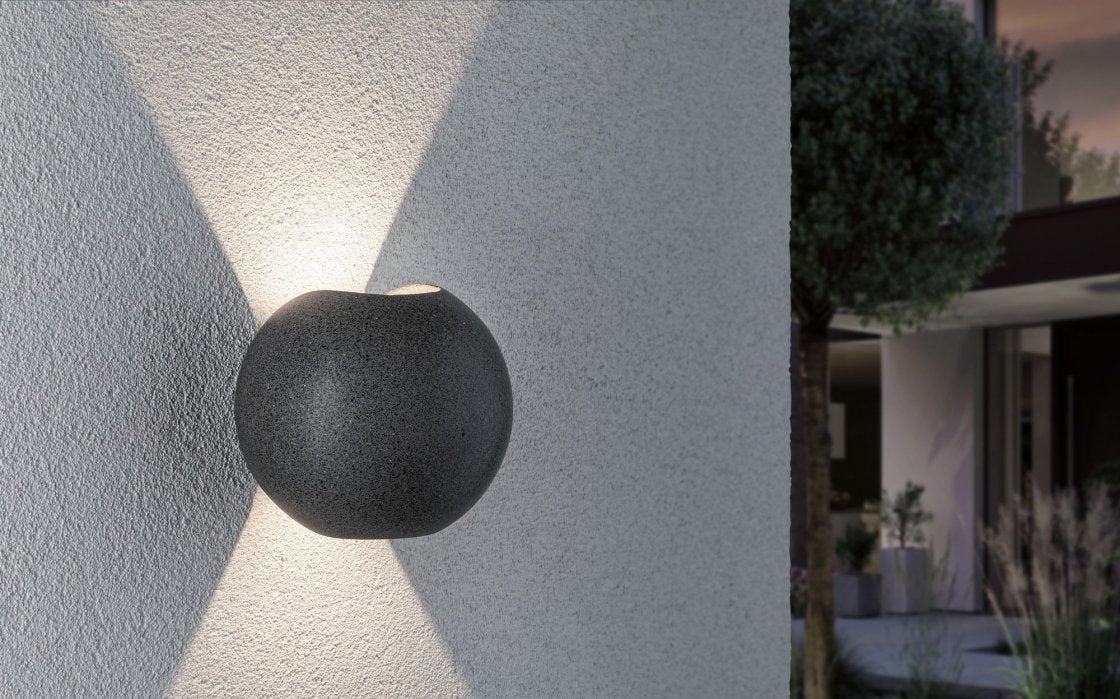 Paulmann Aussenwandleuchte – 5,5 W – Warmweiss, 3000 K – IP65 – Netzbetrieb – Schwarz – Beton, Edelstahl