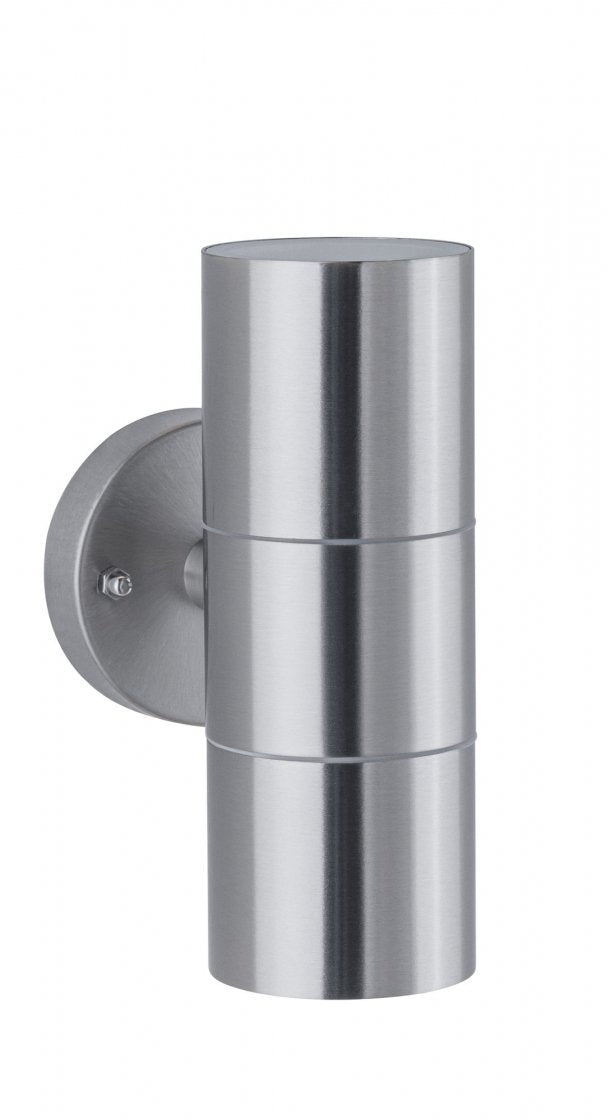 Paulmann Aussenwandleuchte – 7,3×16,3 cm, 20 W, Warmweiss, IP44, Netzbetrieb, dimmbar, Silber, Edelstahl