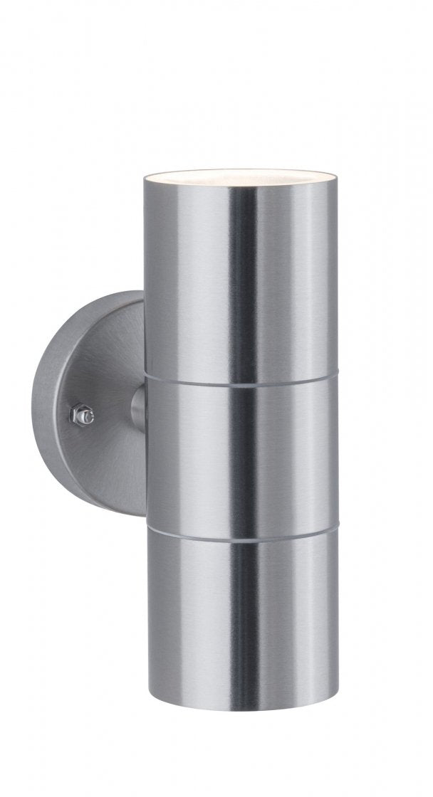 Paulmann Aussenwandleuchte – 7,3×16,3 cm, 20 W, Warmweiss, IP44, Netzbetrieb, dimmbar, Silber, Edelstahl