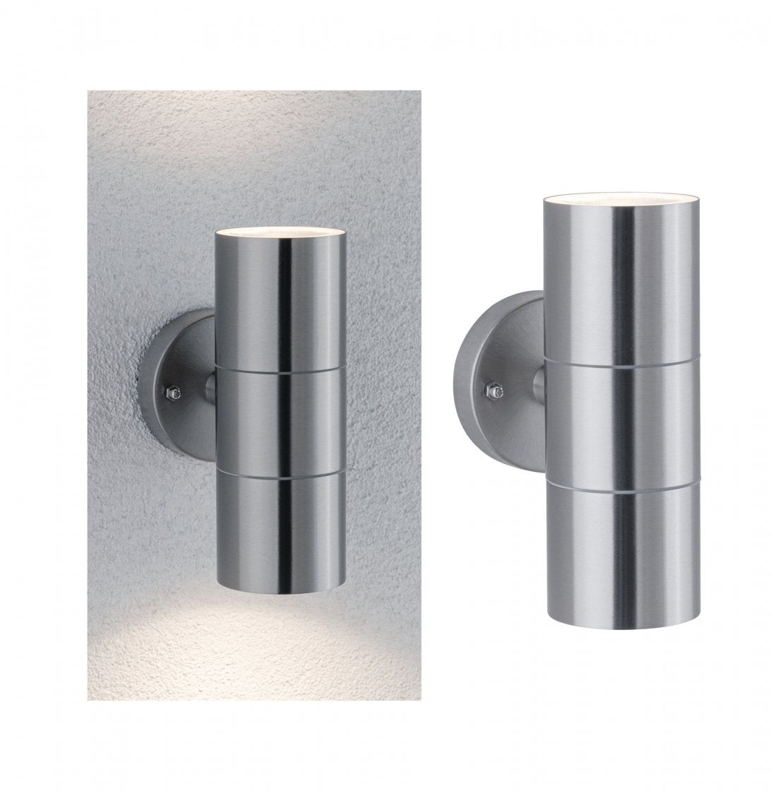 Paulmann Aussenwandleuchte – 7,3×16,3 cm, 20 W, Warmweiss, IP44, Netzbetrieb, dimmbar, Silber, Edelstahl