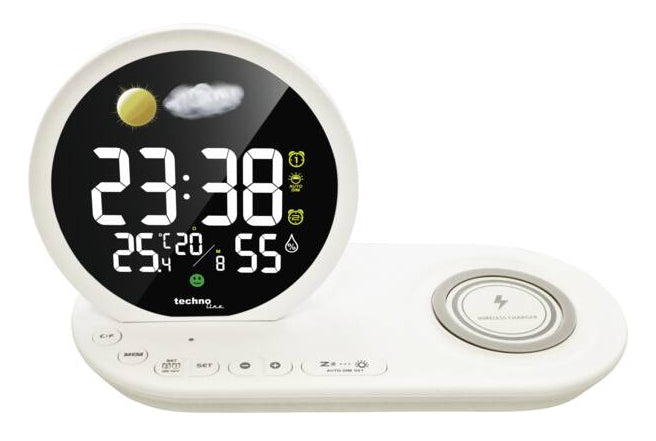 Technoline WT 427 Digitalwecker, Snooze, Thermometer/Hygrometer, USB, 21 × 12 × 9 cm, Weiss