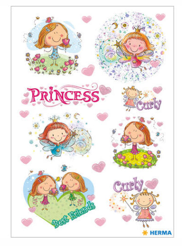 HERMA Magic Schmucketiketten – Motiv Prinzessin Curly – Folie, Glitter, 11 Stk, 1 Bogen