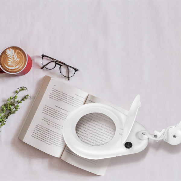 LogiLink Lupenleuchte WZ0058 – 2,25×, Ø 127 mm, mit Tischklemme, Weiss