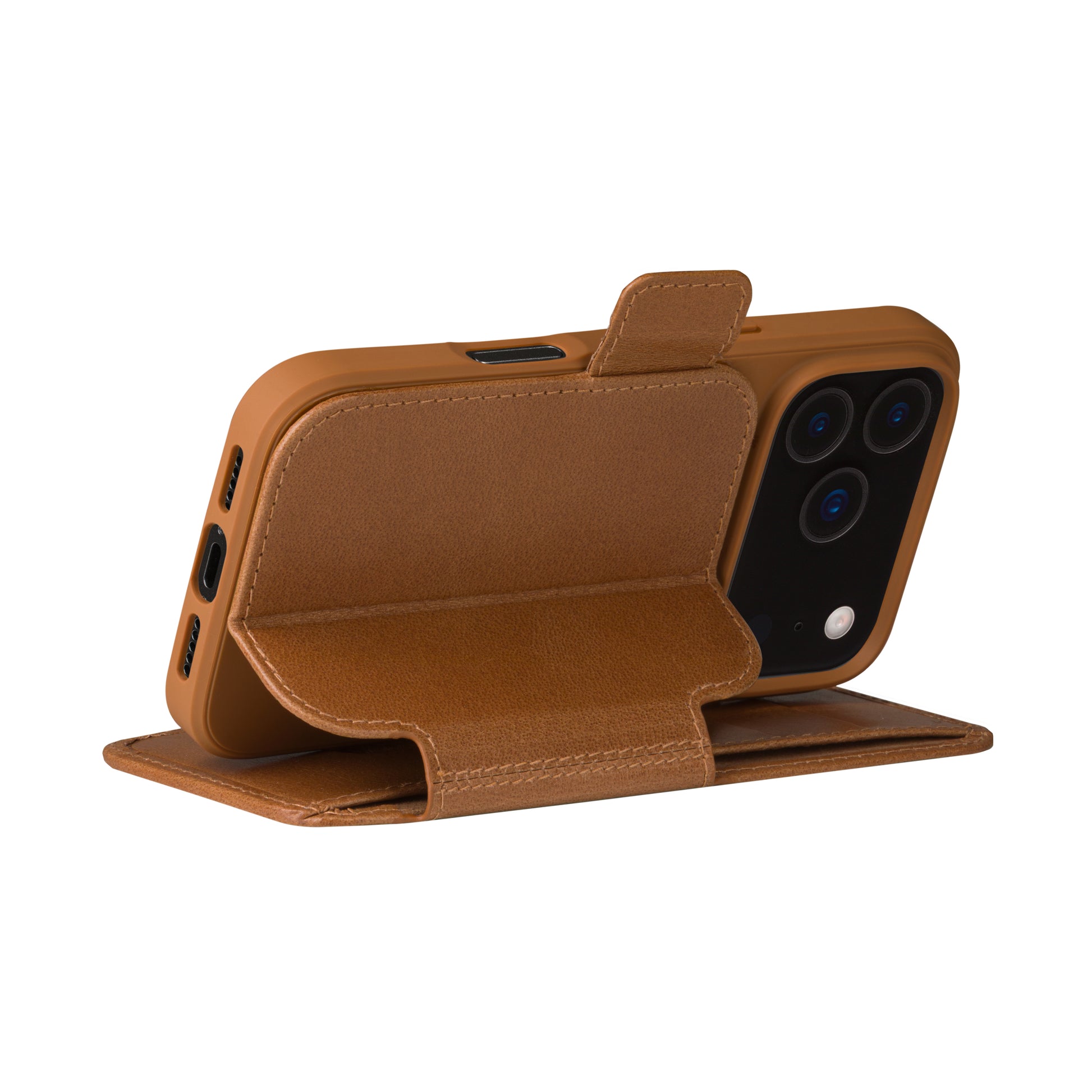 dbramante1928 Copenhagen Wallethülle – für Apple iPhone 17 Pro, mit Ständer, 3 Kartenfächer, Leder, Beige