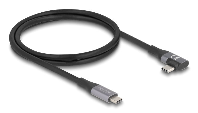 DeLOCK Thunderbolt 4 (USB-C) Kabel – 40 Gbit/s – 1 m – PD 240 W – Abgewinkelt – Schwarz