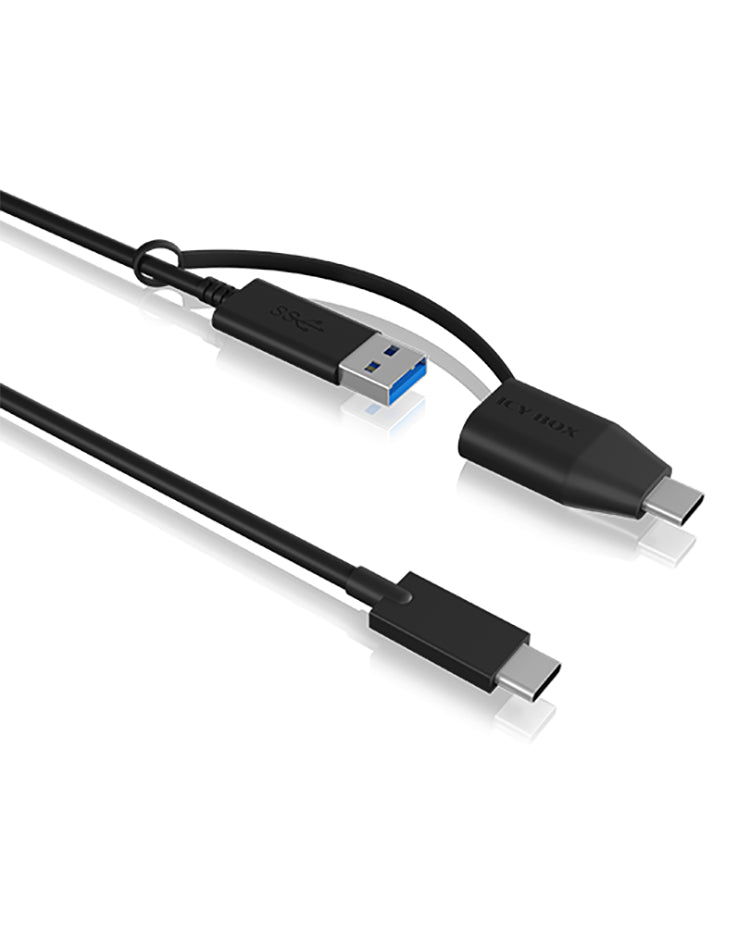 ICY BOX USB-C auf USB-A Kabel – USB 3.2 Gen 2 (10 Gbit/s) – 0,35 m – Schwarz