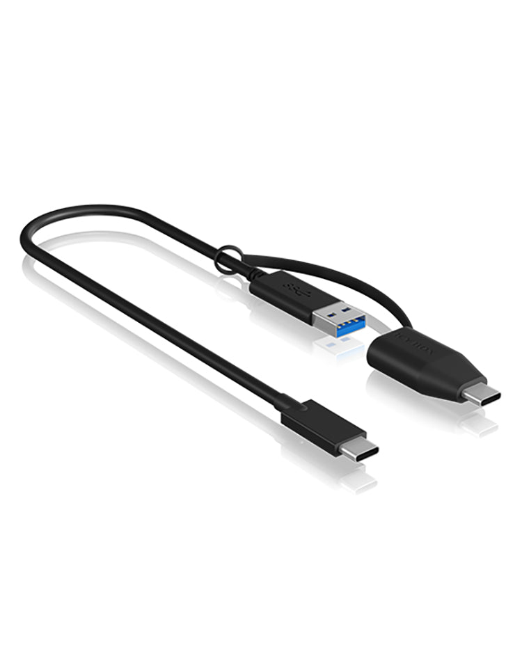 ICY BOX USB-C auf USB-A Kabel – USB 3.2 Gen 2 (10 Gbit/s) – 0,35 m – Schwarz