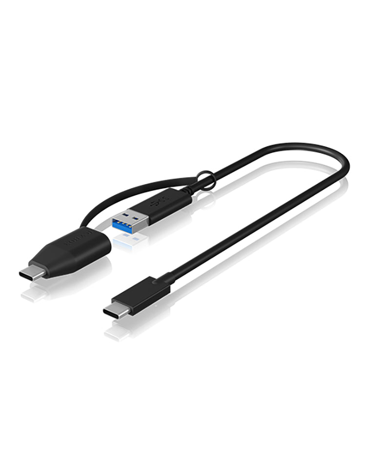 ICY BOX USB-C auf USB-A Kabel – USB 3.2 Gen 2 (10 Gbit/s) – 0,35 m – Schwarz