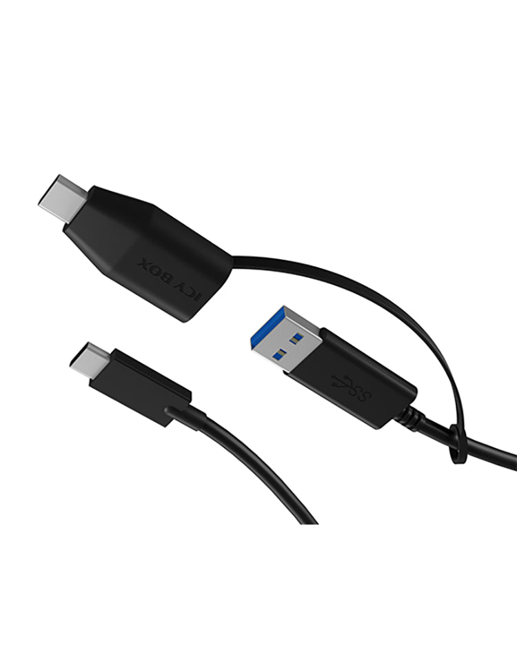 ICY BOX USB-C auf USB-A Kabel – USB 3.2 Gen 2 (10 Gbit/s) – 0,35 m – Schwarz