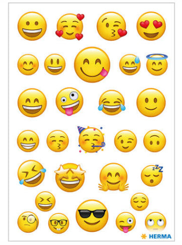 HERMA Schmucketiketten – Lovely Emojis – 87 Stück – permanent – mehrfarbig