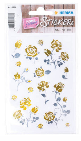HERMA Geschenketiketten Home Feeling – Edelrosen – 15 Etiketten – permanent, Folie – Bogen 84 × 120 mm