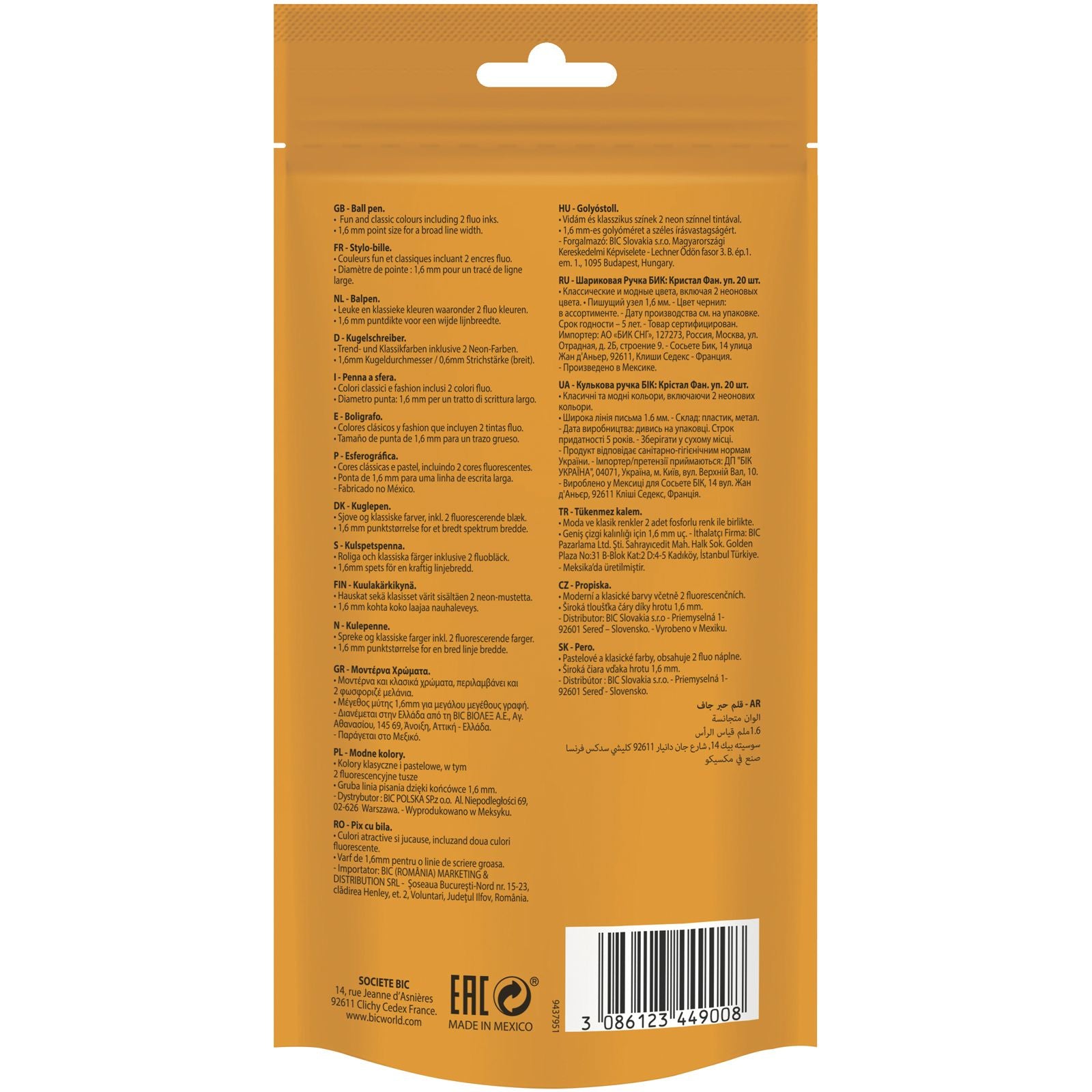 BIC Cristal Kugelschreiber – 8er Pack, Mehrfarbig, Spitze 1,6 mm, Deckel