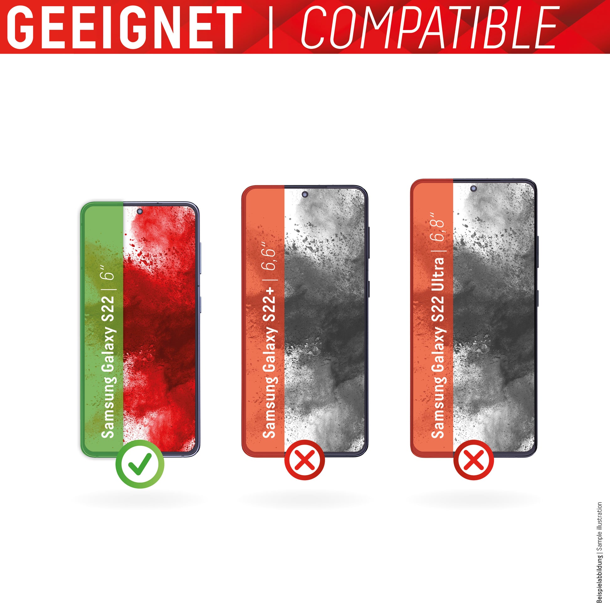 Displex Displayschutz (Panzerglas), Full Cover – für Galaxy S22 – mit Applikator