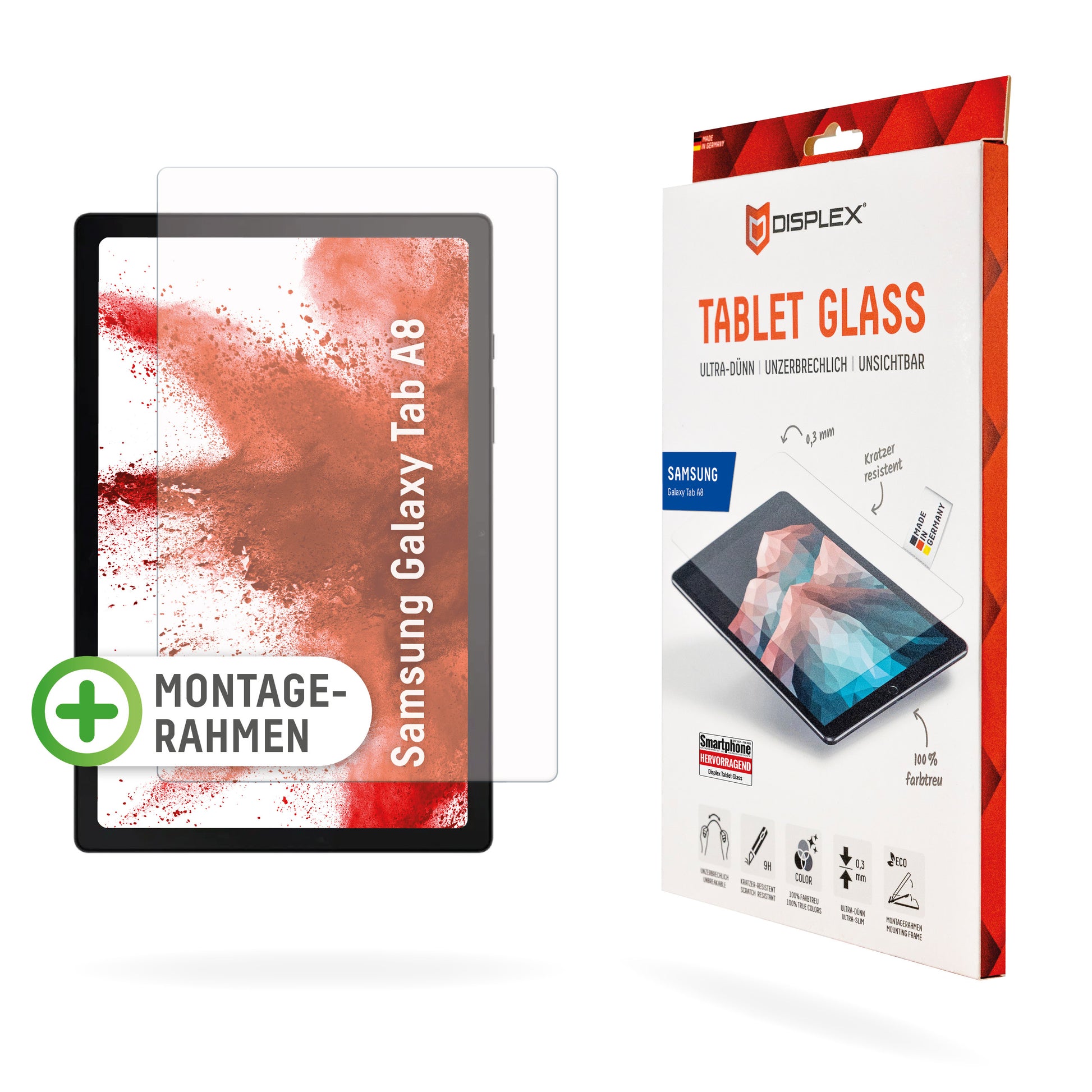 Displex Panzerglas für Samsung Galaxy Tab A8 (2021) 10,5" – 9H, Anti-Fingerprint