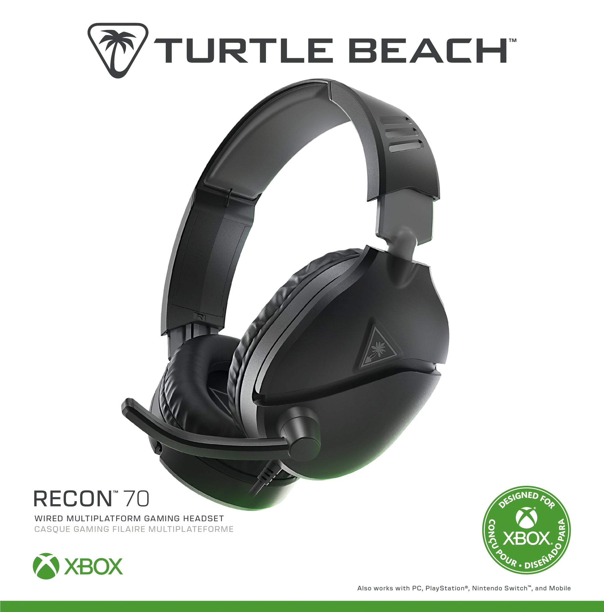 Turtle Beach Recon 70 Gaming-Headset – Over-Ear, Stereo, Kabelgebunden, 3,5 mm Klinke, Schwarz