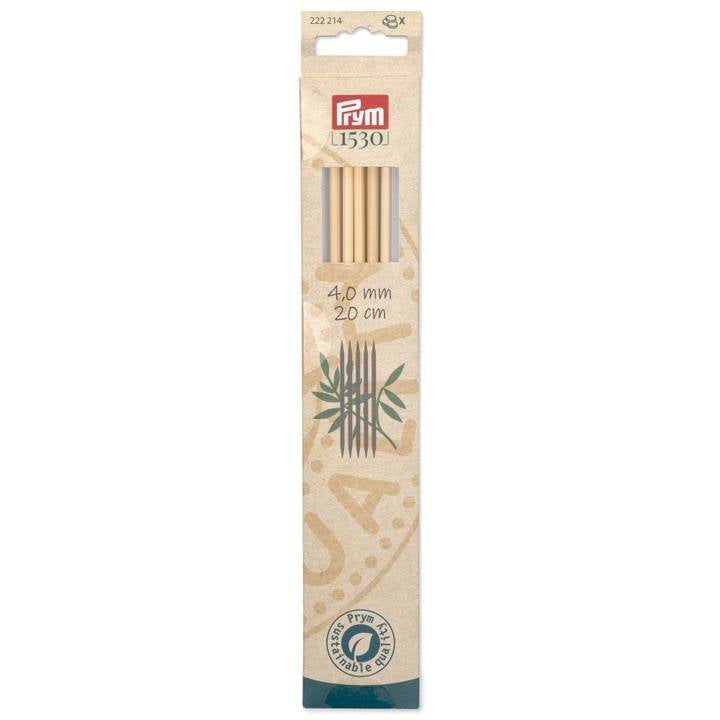 Prym Strumpfstricknadeln Natürlich – Ndl 4 mm, 20 cm, 5 Stk., Bambus