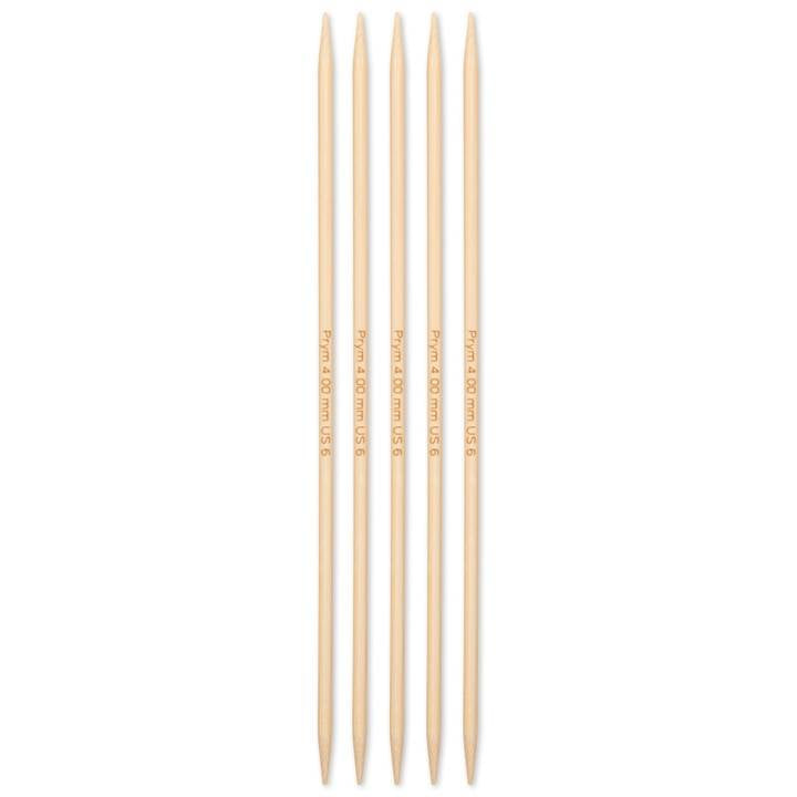 Prym Strumpfstricknadeln Natürlich – Ndl 4 mm, 20 cm, 5 Stk., Bambus