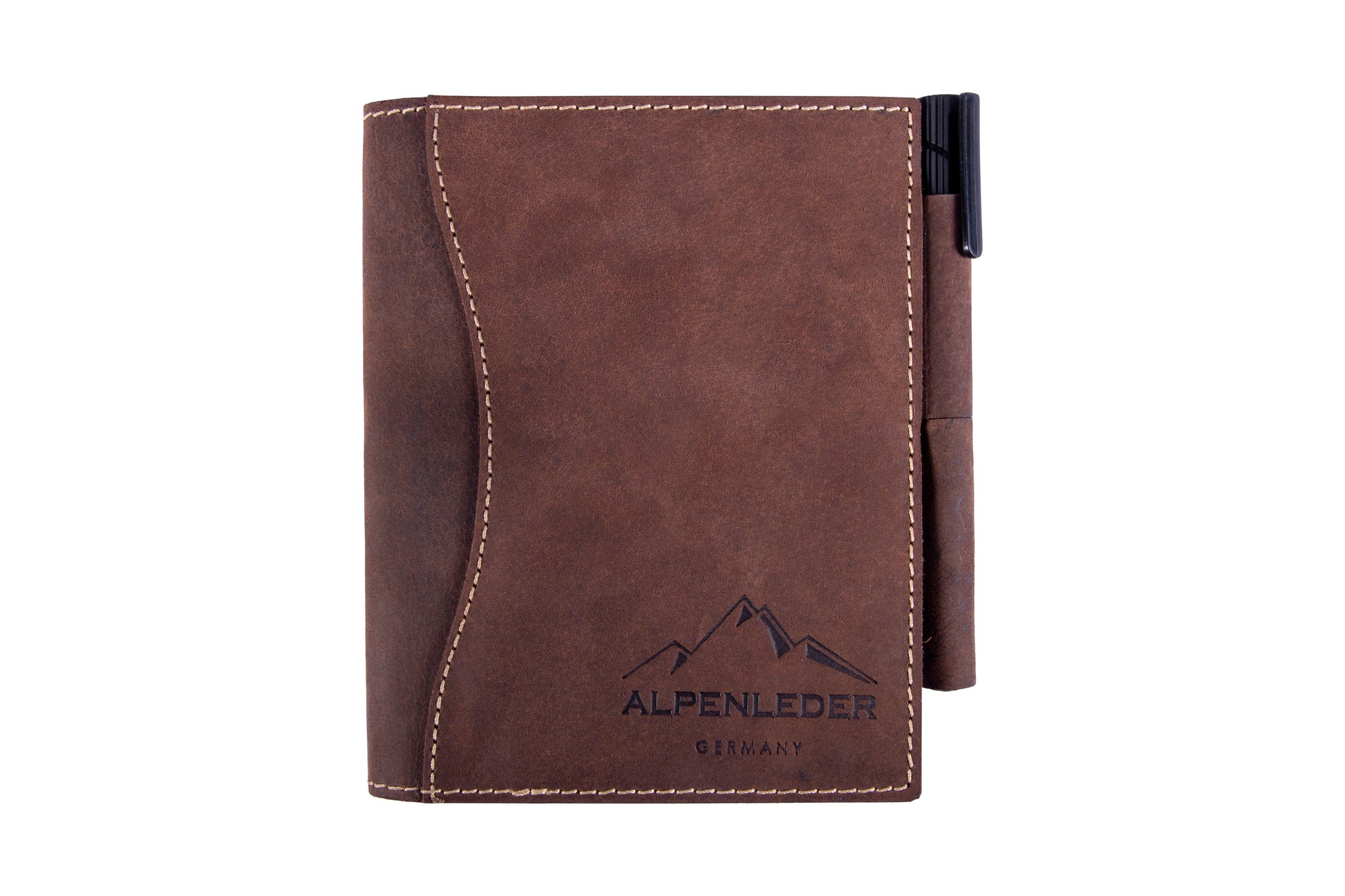 Alpenleder Notizbuch A6, liniert, Spiralbindung – braun, Büffelleder